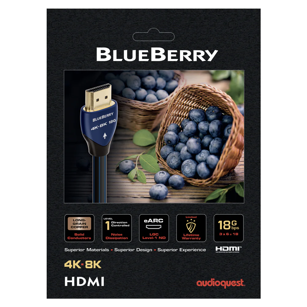 AudioQuest Blueberry 18 2.1 HDMI Cable - 4K/8K Ultra HD, In-Wall Rated, High-Speed, 18Gbps, HDR, eARC - Image 5